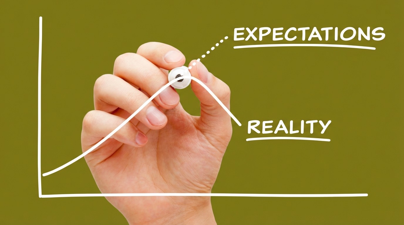 Expectations vs reality — contrast of expectations and actual results